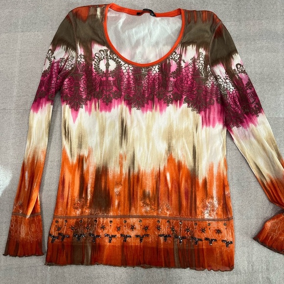 [42/XL]Marc Aurel Embellished Multi Color L/S Wool Blend Blouse - Picture 2 of 9